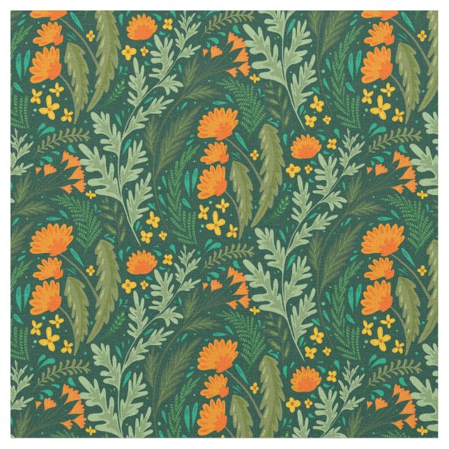 Örter och blommor i fält tyg (Närbild)