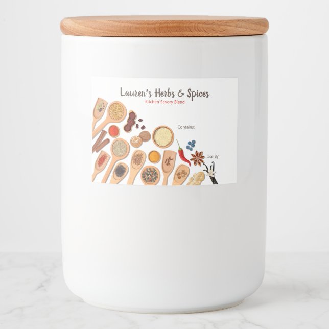 Örter och kryddetiketter för anpassade mat etiketter (Framsida)