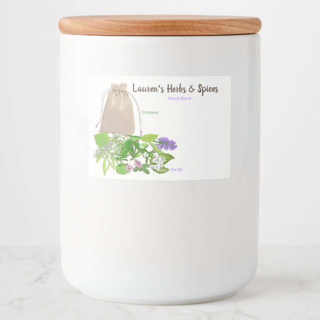 Örter och kryddetiketter för anpassade mat etiketter (Framsida)