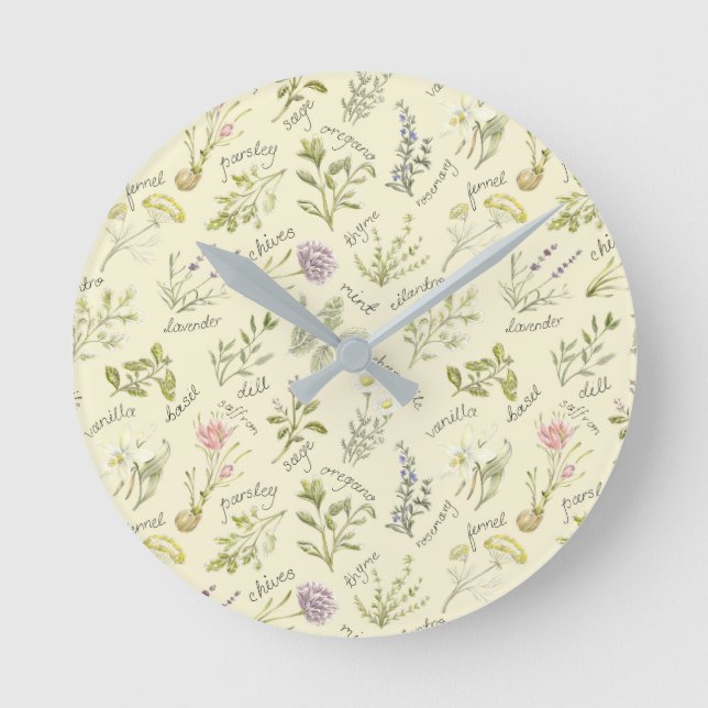 Örter och kryddlås rund klocka (Framsida)