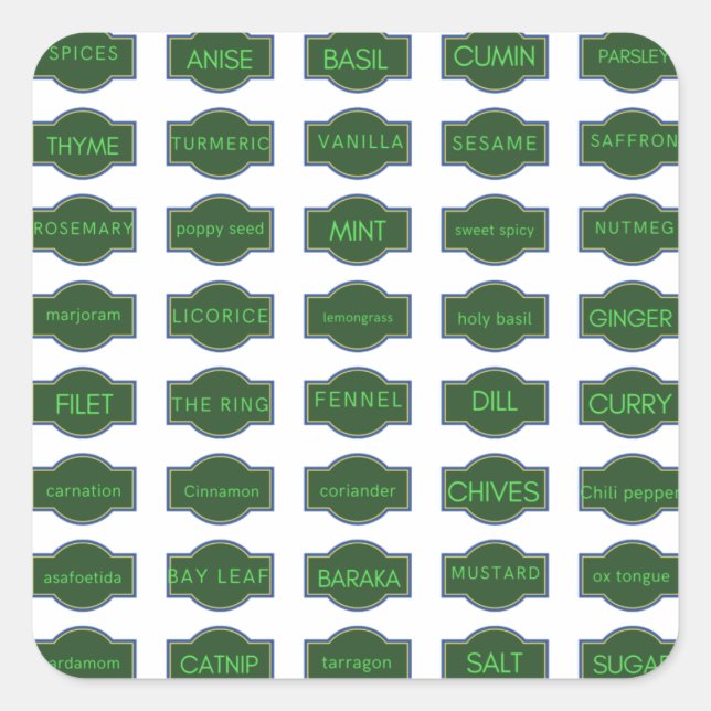 Örter och kryddmärke fyrkantigt klistermärke (Framsida)