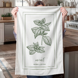 Örter och kryddor Plant Mint Grönt Kitchen Towel Kökshandduk