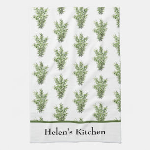Örter Rosemary Kitchen Greenery Watercolor Rustic Kökshandduk