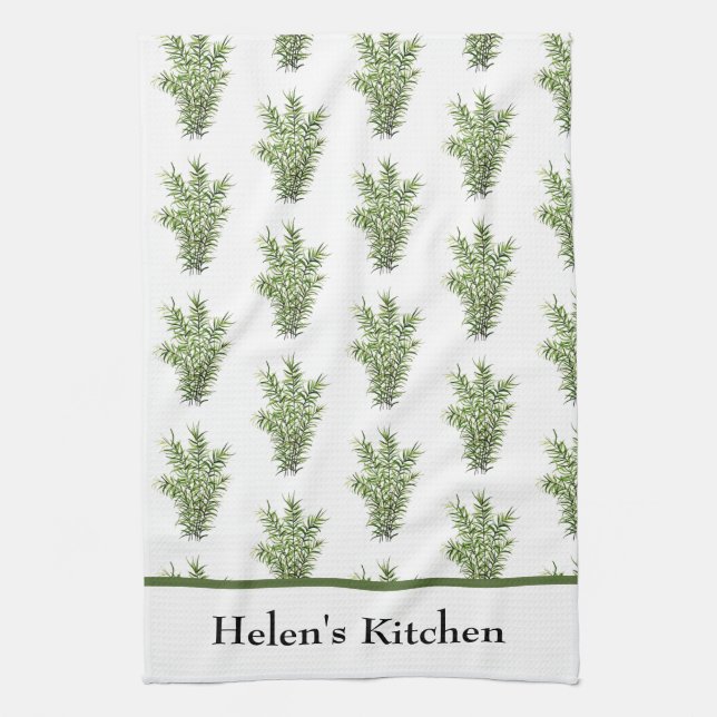 Örter Rosemary Kitchen Greenery Watercolor Rustic Kökshandduk (Vertikal)