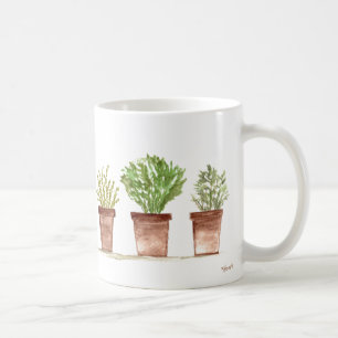 Örter, rosmarin, timjan trädgård kaffemugg