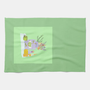 Örter Towel-Grönt med oljor och blommor Kökshandduk