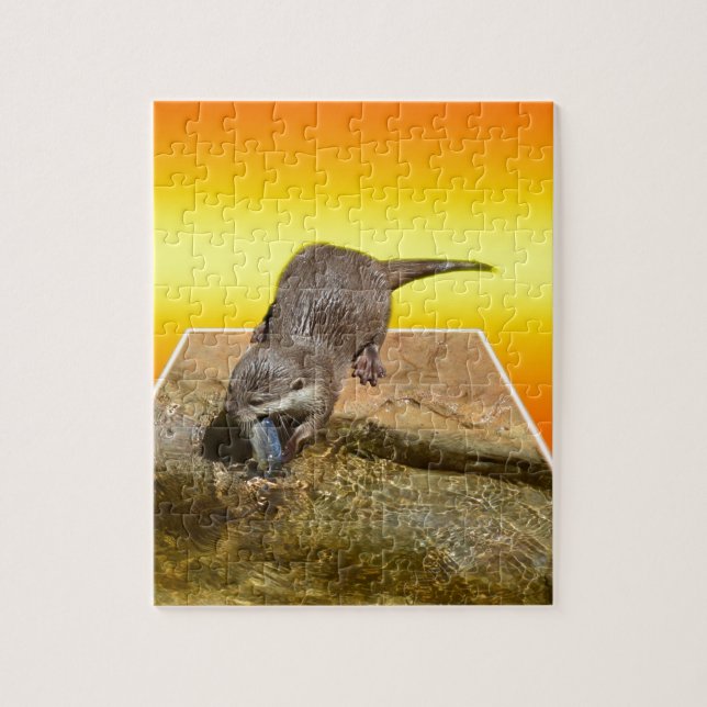 Örtfisken med hjälp av kranen. pussel (Vertikal)