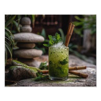 Örtgrön Cocktail Zen Trädgårds Escape Fototryck