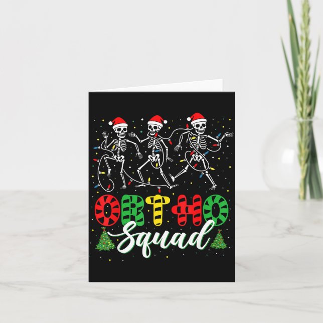 Ortho Squad Christmas Three Santa Skeletons Proud  Kort (Framsida)