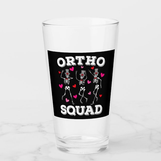 Ortho Squad Dancing Skeleton Valentine Drinking Glaskopp (Framsida)