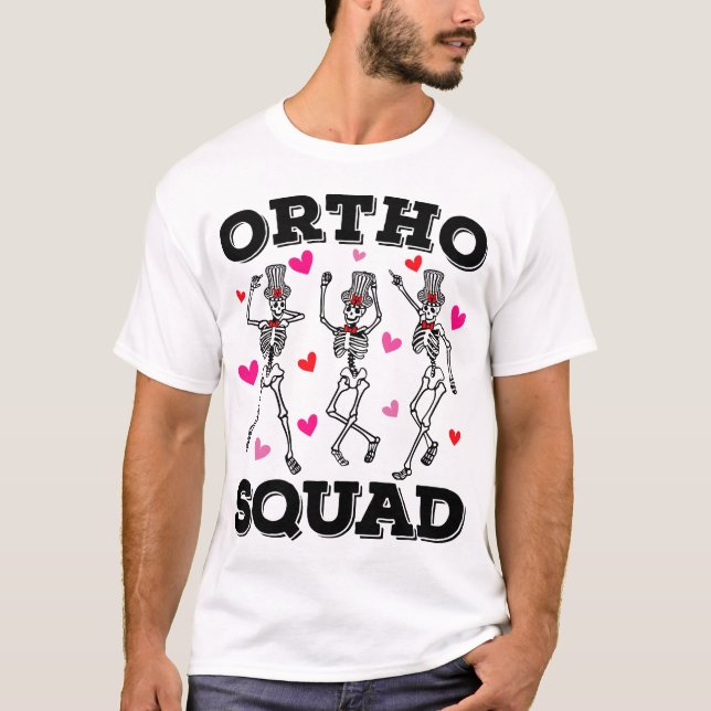 Ortho Squad Dancing Skeleton Valentine Manar T Shirt (Framsida)