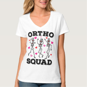 Ortho Squad Dancing Skeleton Valentine Women V T Shirt