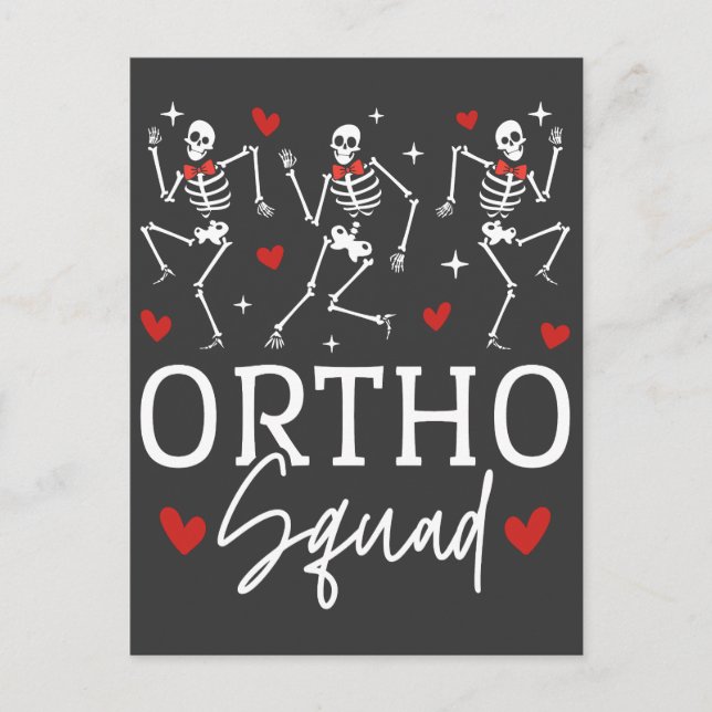 Ortho Squad Dansande Skelett Alla Hjärtans Dag Vykort (Framsida)