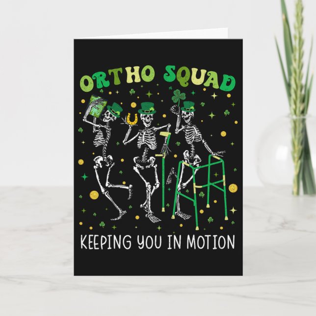 Ortho Squad Dansande skelett St Patricks Ortoped Kort (Framsida)