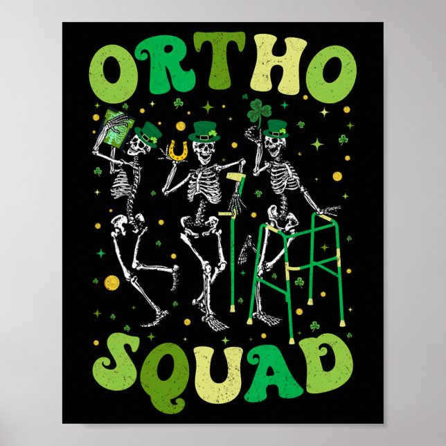 Ortho Squad Dansande Skelett St Patricks Ortoped Poster (Framsidan)