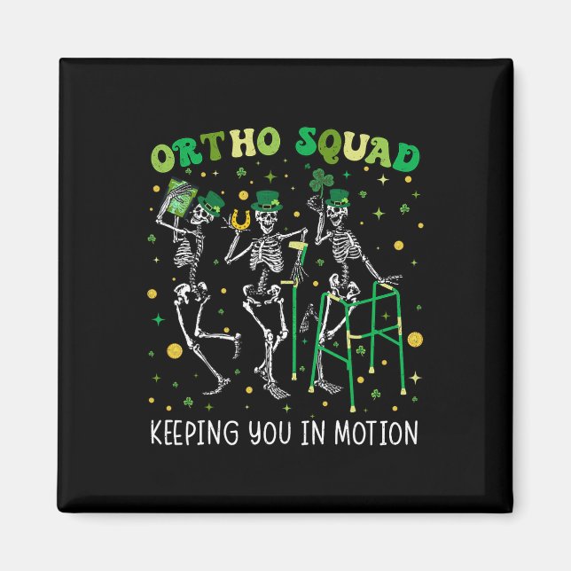 Ortho Squad Dansande Skelett St Patricks Ortopedi Magnet (Framsidan)