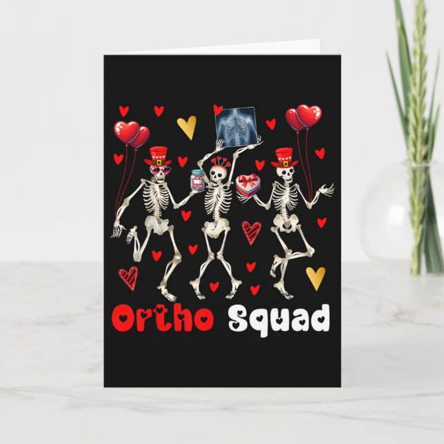 Ortho Squad Three Alla hjärtans dags skelett Söt H Kort (Framsida)