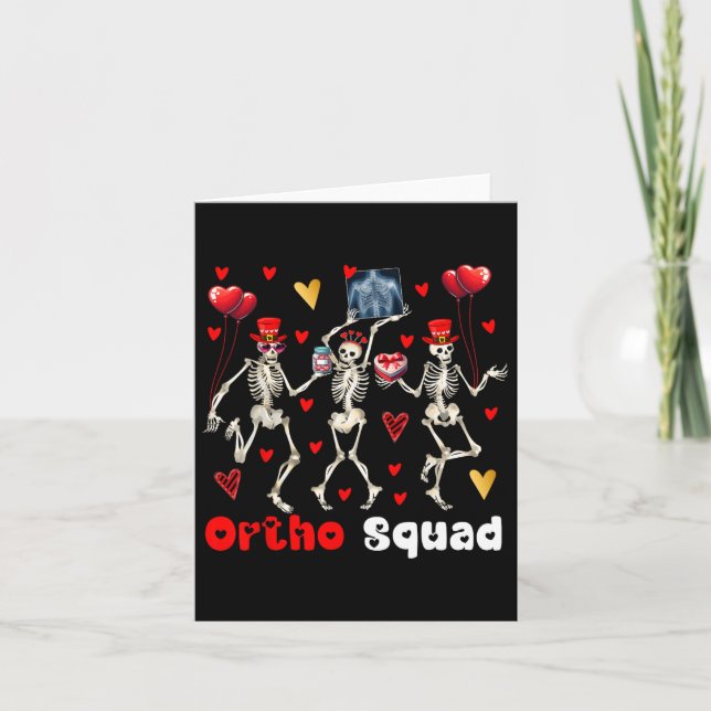 Ortho Squad Three Alla hjärtans dags skelett Söt H Kort (Framsida)