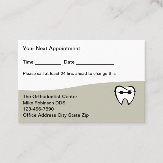 Orthodontist Appointment Business Cards  Tidsbeställning Kort (Framsida)