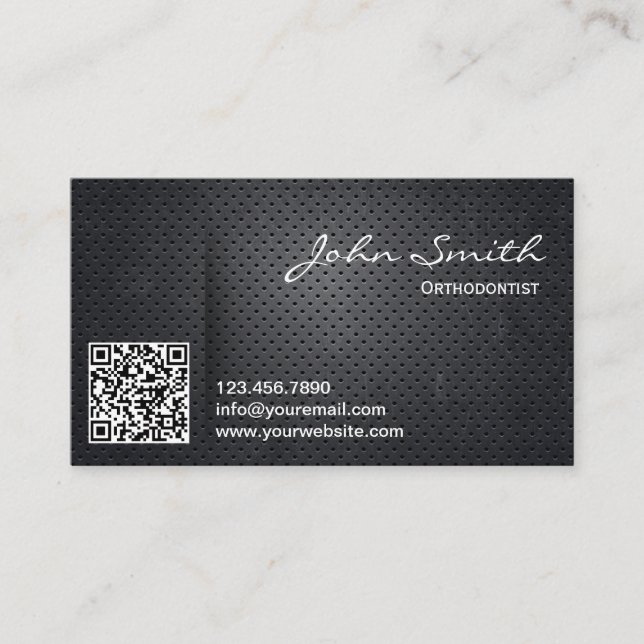 Orthodontist Black Metall QR-kod Visitkort (Framsida)