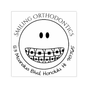 Orthodontist Office Adress Frimärke Braces Självfärgande Stämpel
