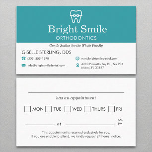 Orthodontist Office Möte Reminder Aqua Blue Visitkort