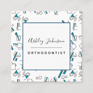 Orthodontist Tandborush Tandpaste Mönster-dentist Fyrkantigt Visitkort