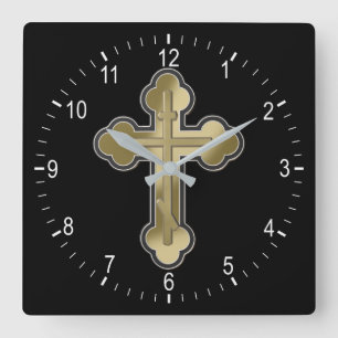 Orthodox cross fyrkantig klocka