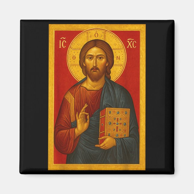 Orthodox Icon Of Jesus Christ Pantocrator  Magnet (Framsidan)
