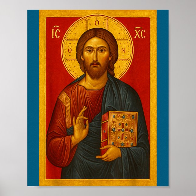 Orthodox Icon Of Jesus Christ Pantocrator  Poster (Framsidan)