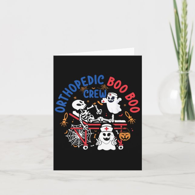Orthopedic Boo Crew Skeleton Ghost Ortho Nurse Hal Kort (Framsida)