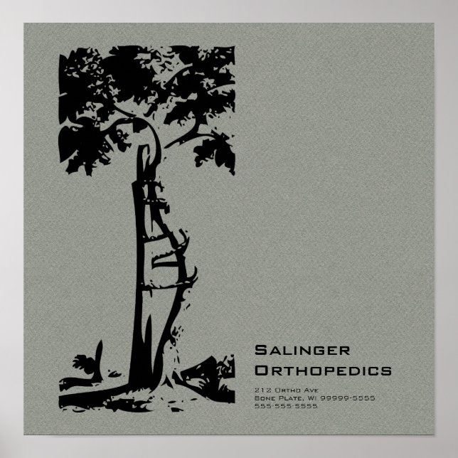 Orthopedic Croled Träd Grått Faux Flanell Poster (Framsidan)