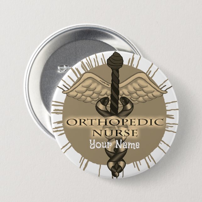 Orthopedic Nurse Caduceus pin Knapp (Framsida & baksida)