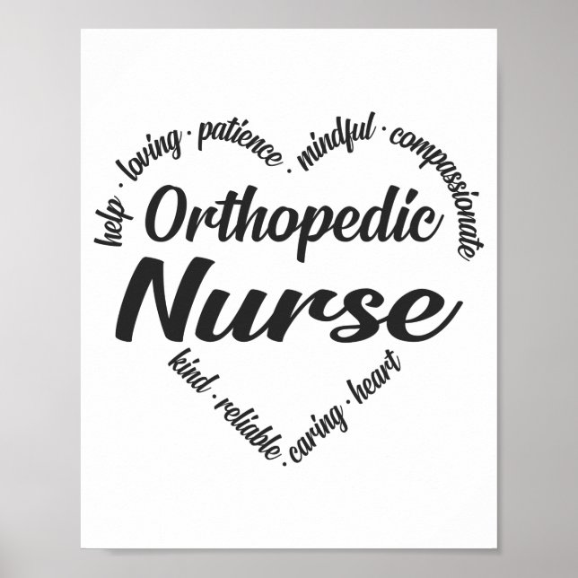 Orthopedic Nurse Heart Ord Cloud Poster (Framsidan)
