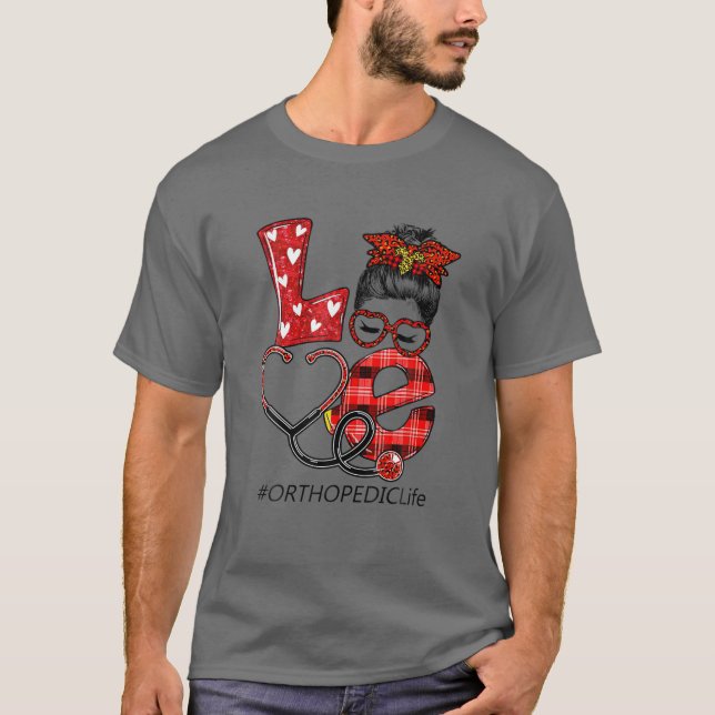Orthopedic Nurse Play Leopard Kärlek Heart Messy B T Shirt (Framsida)
