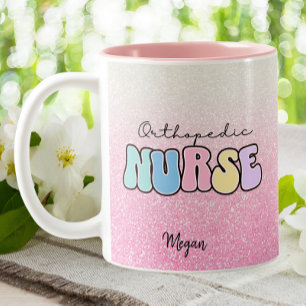 Orthopedic Ortho RN Nurse Rosa Glitter Två-Tonad Mugg