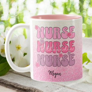 Orthopedic Ortho RN Nurse Rosa Glitter Två-Tonad Mugg