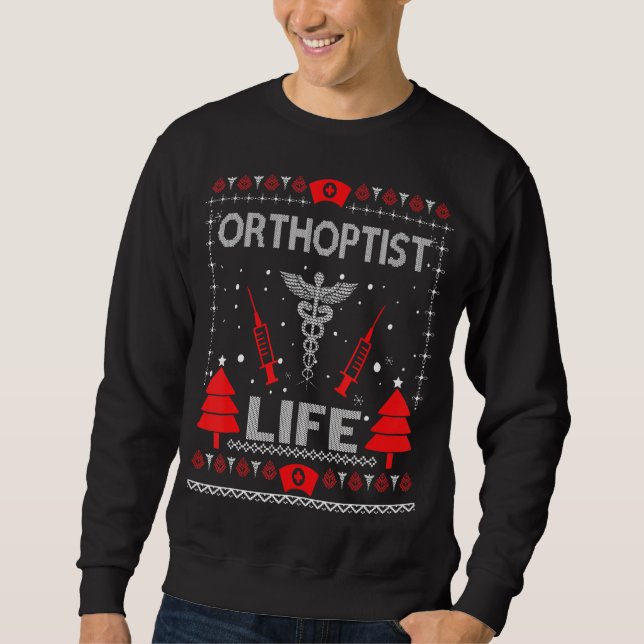 Orthoptist Life Ugly jul Sweaters Matching G Lång Ärmad Tröja (Framsida)