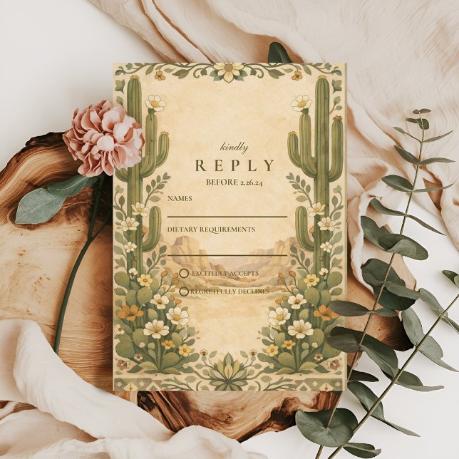 Örtig botanisk ökenbröllop OSA kort (Skapare uppladdad)