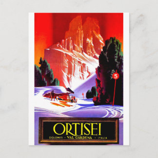 Ortisei, Dolomiterna, Val Gardena skidåkning, Ital Vykort