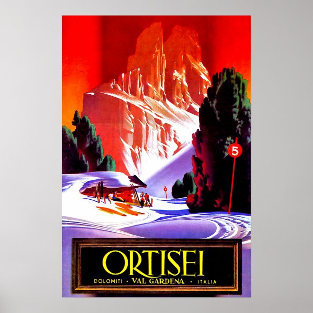 Ortisei, Dolomiti Alperna, Val Gardena ski, Italie Poster (Framsidan)