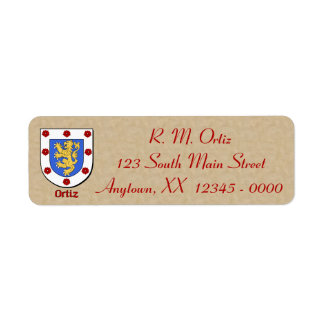 Ortiz Heraldic Shield Returadress Etikett