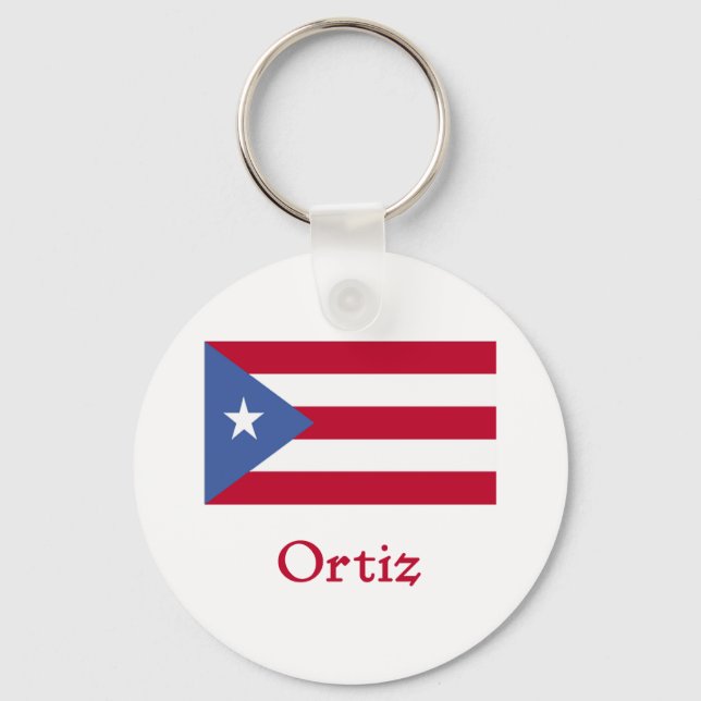 Ortiz Puerto Rican Flagga Nyckelring (Framsida)