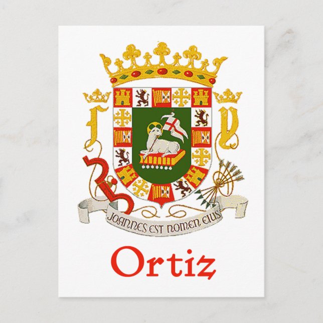 Ortiz Shield of Puerto Rico Vykort (Framsida)
