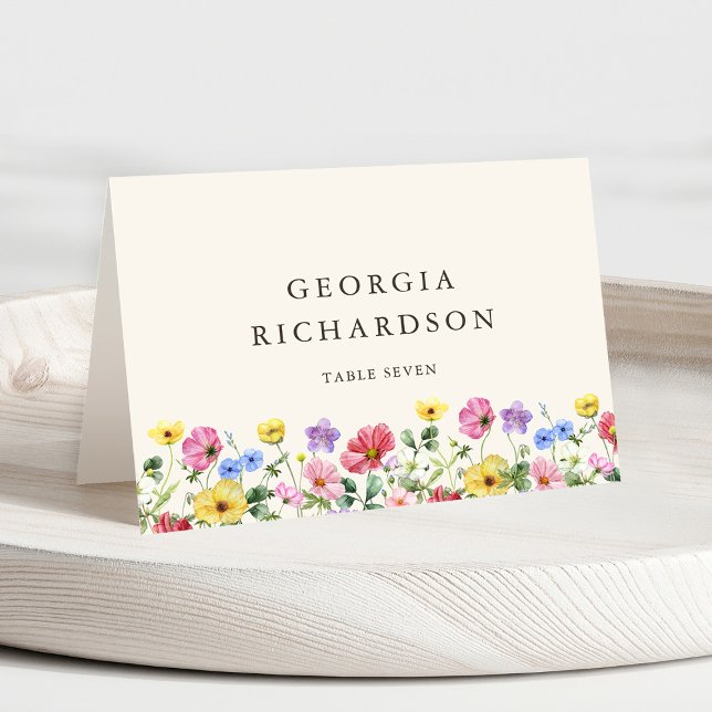 Ortkort för Wildblomma Rustic Chic Bröllop Boho Bordsnummer (Wildflower Rustic Chic Floral Boho Country Wedding Guest Name place card)