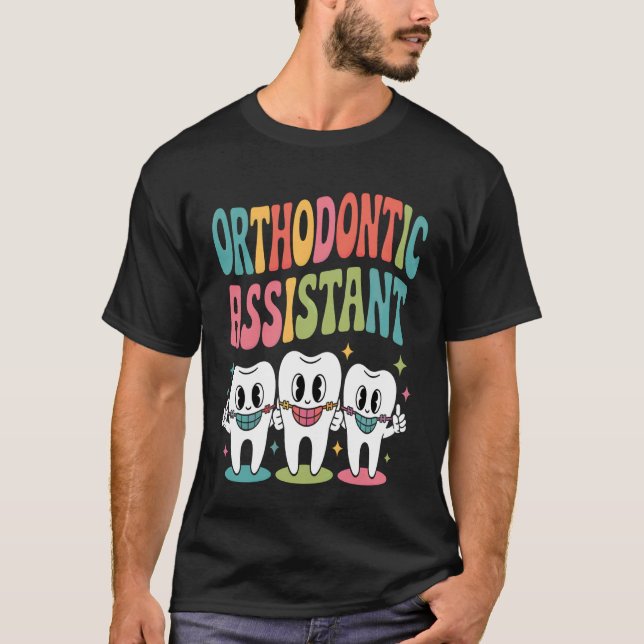 Ortodontiassistent Söt Retro Tandställning T Shirt (Framsida)