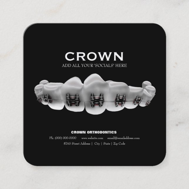 Ortodontist-Affärskort med avtalskort Tidsbeställning Kort (Framsida)