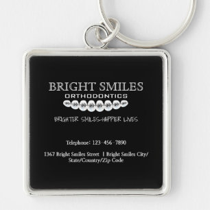 Ortodontist Orthodontic Care Promo Keychain Fyrkantig Silverfärgad Nyckelring