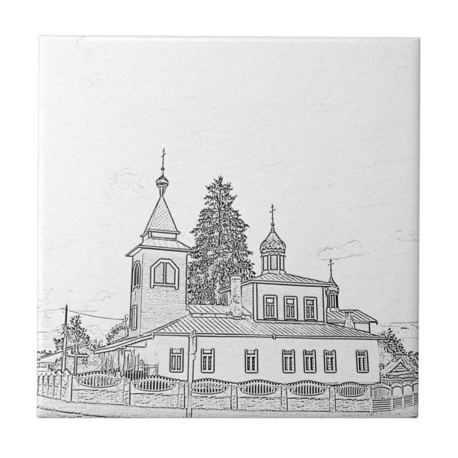 Ortodox Architecture Church Sketch Kakelplatta (Framsidan)
