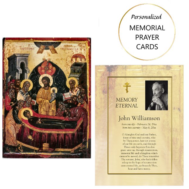 Ortodox Christian Funeral Icon Prayer Card Placeringskort (Skapare uppladdad)